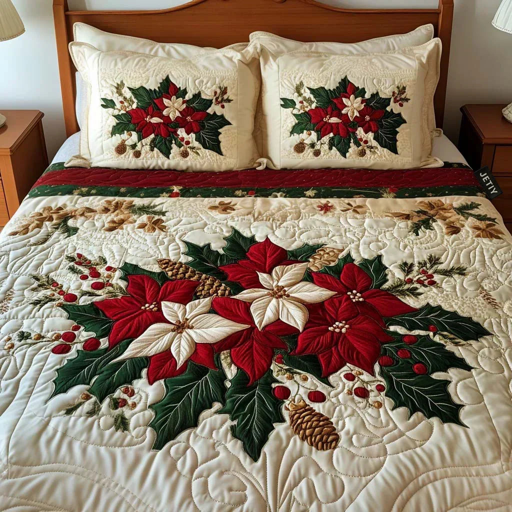 Christmas Star 3-Piece Quilted Bedding Set