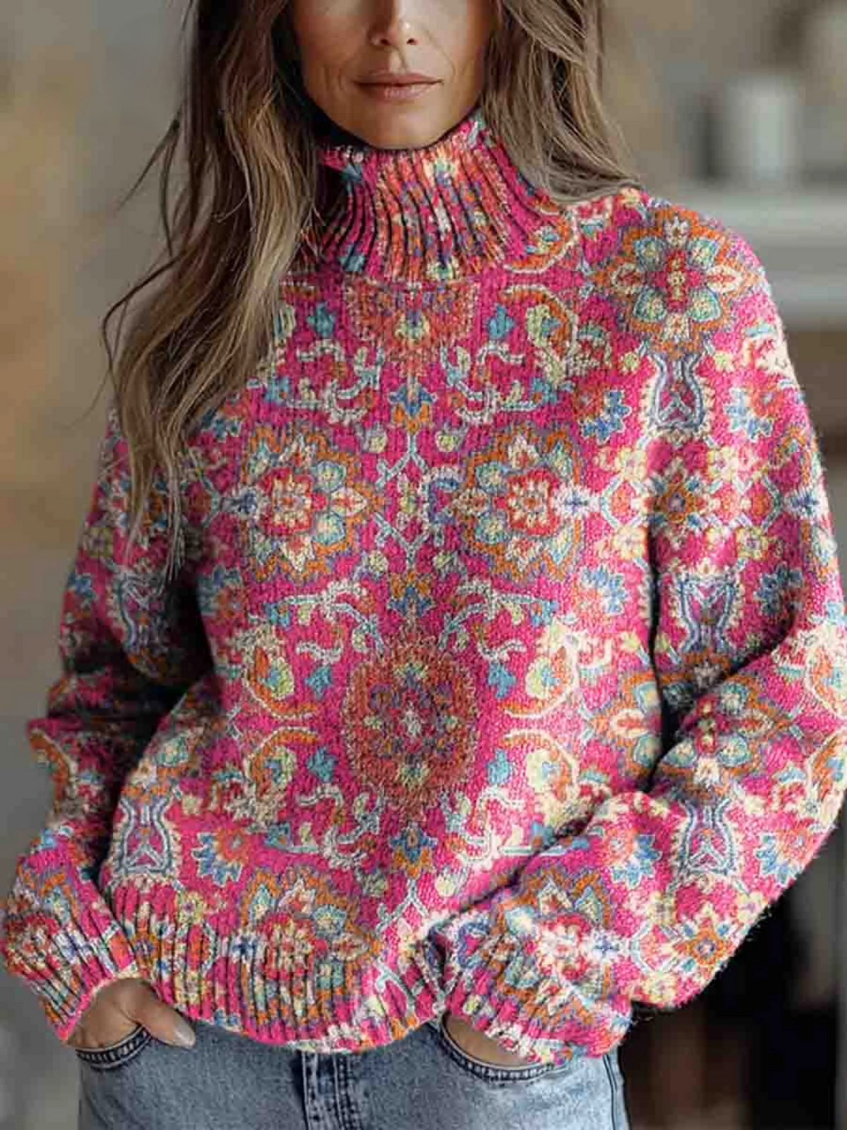 Isla™ Retro Floral Turtleneck
