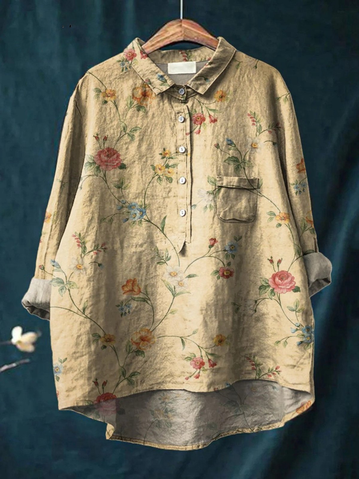 Poppy | Women's Vintage Floral Art Print Casual Shirt