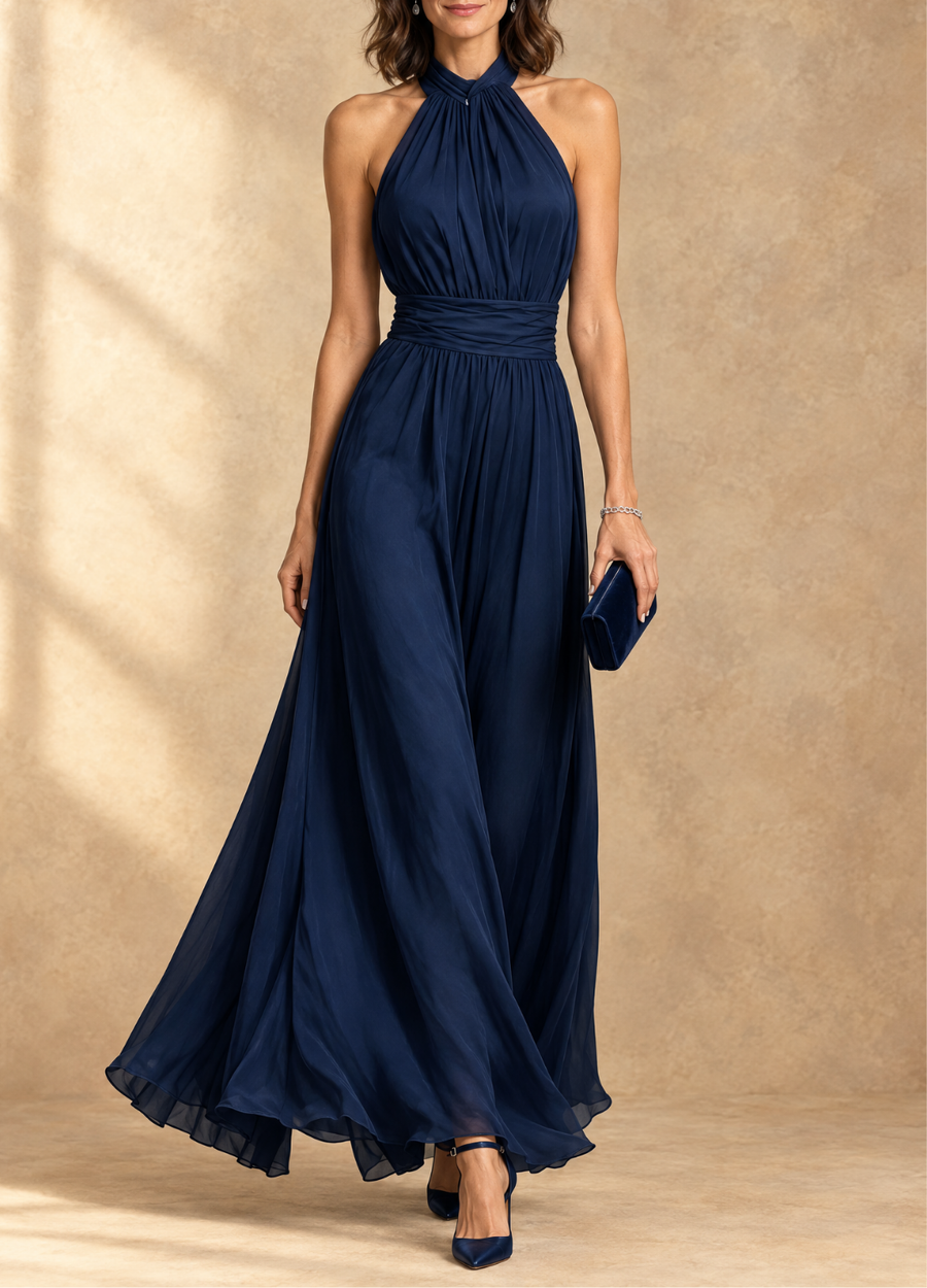 Paula Halter Neck Chiffon Maxi Dress