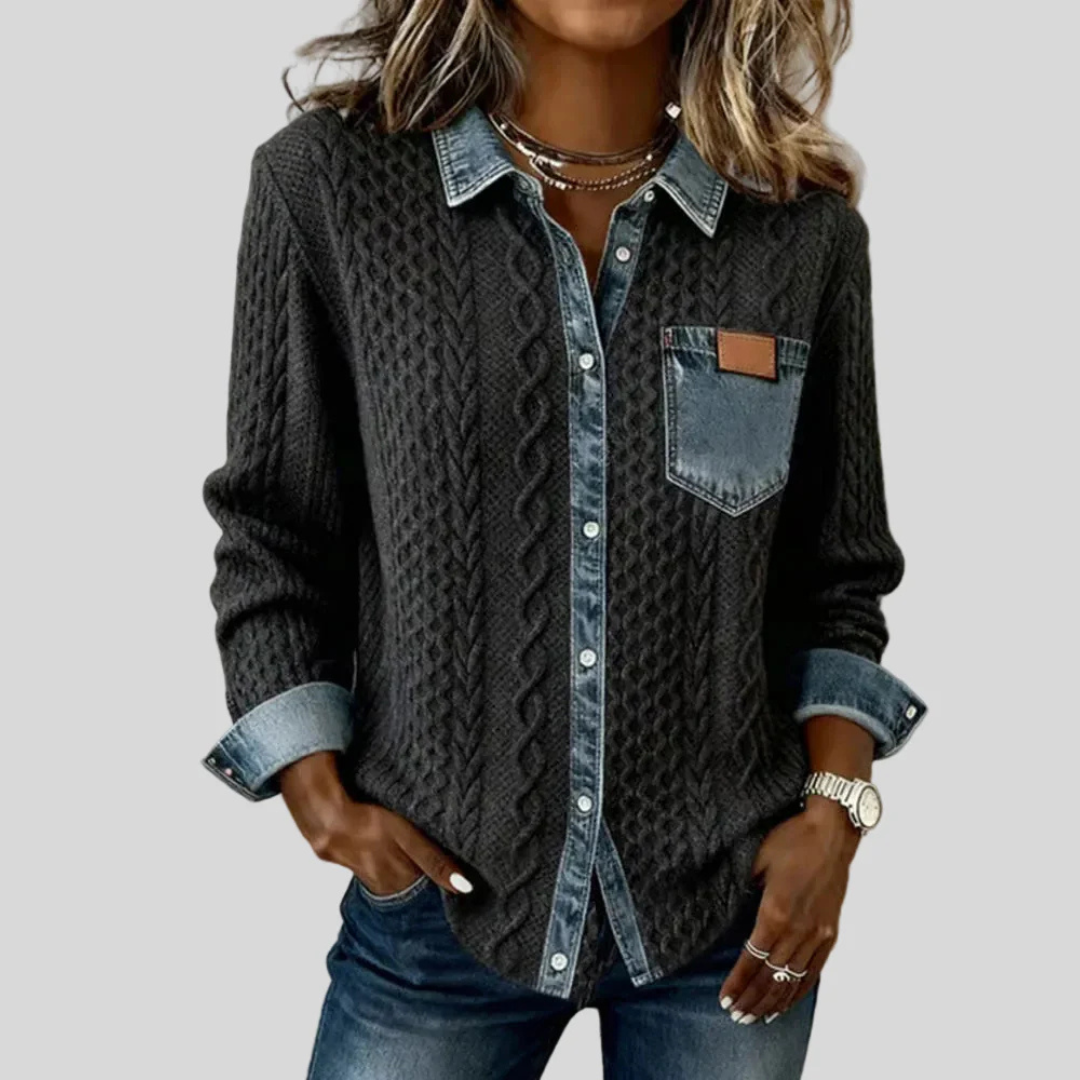 Simone | Denim Patchwork Shirt