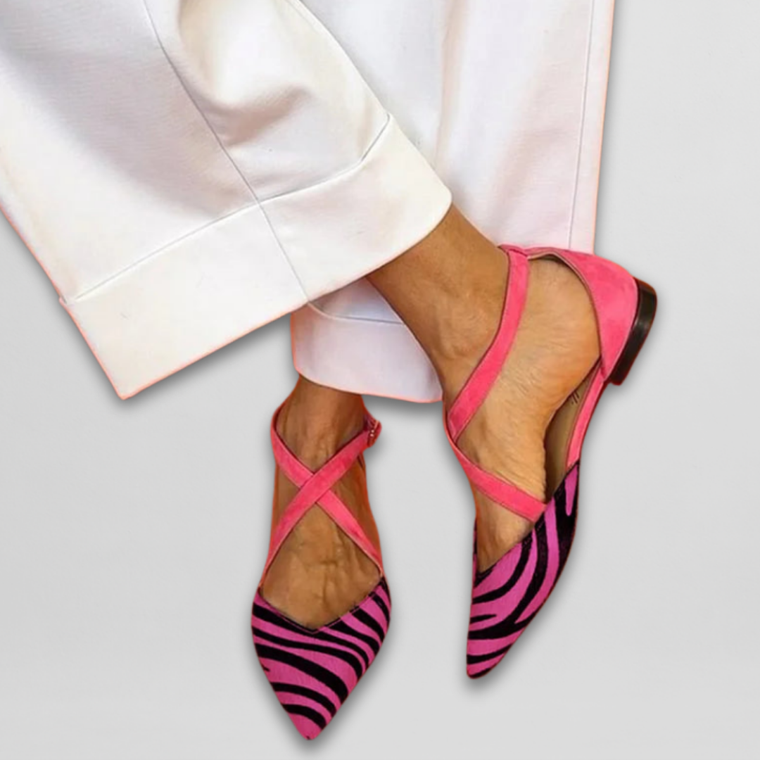 Audrey Pointed Cross-Strap Flats