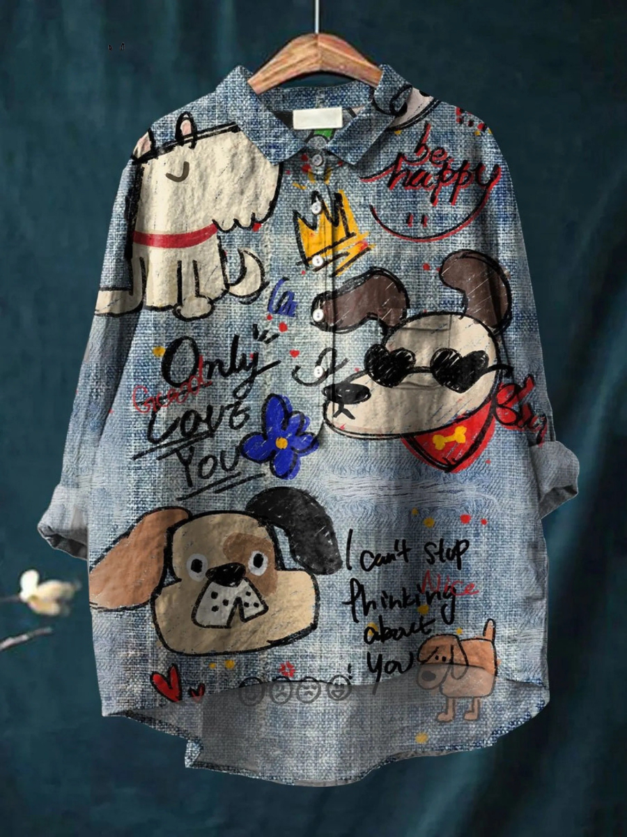 Millie | Cute Dog Art Print Casual Shirt