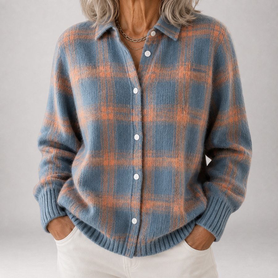 Sabine Brushed Plaid Shirt Cardigan