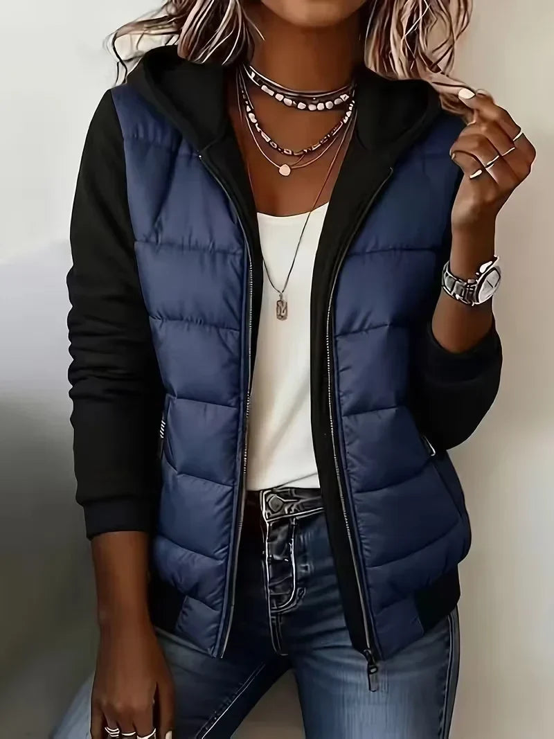 Suzette | Quilted Hooded Color-Block Jacket