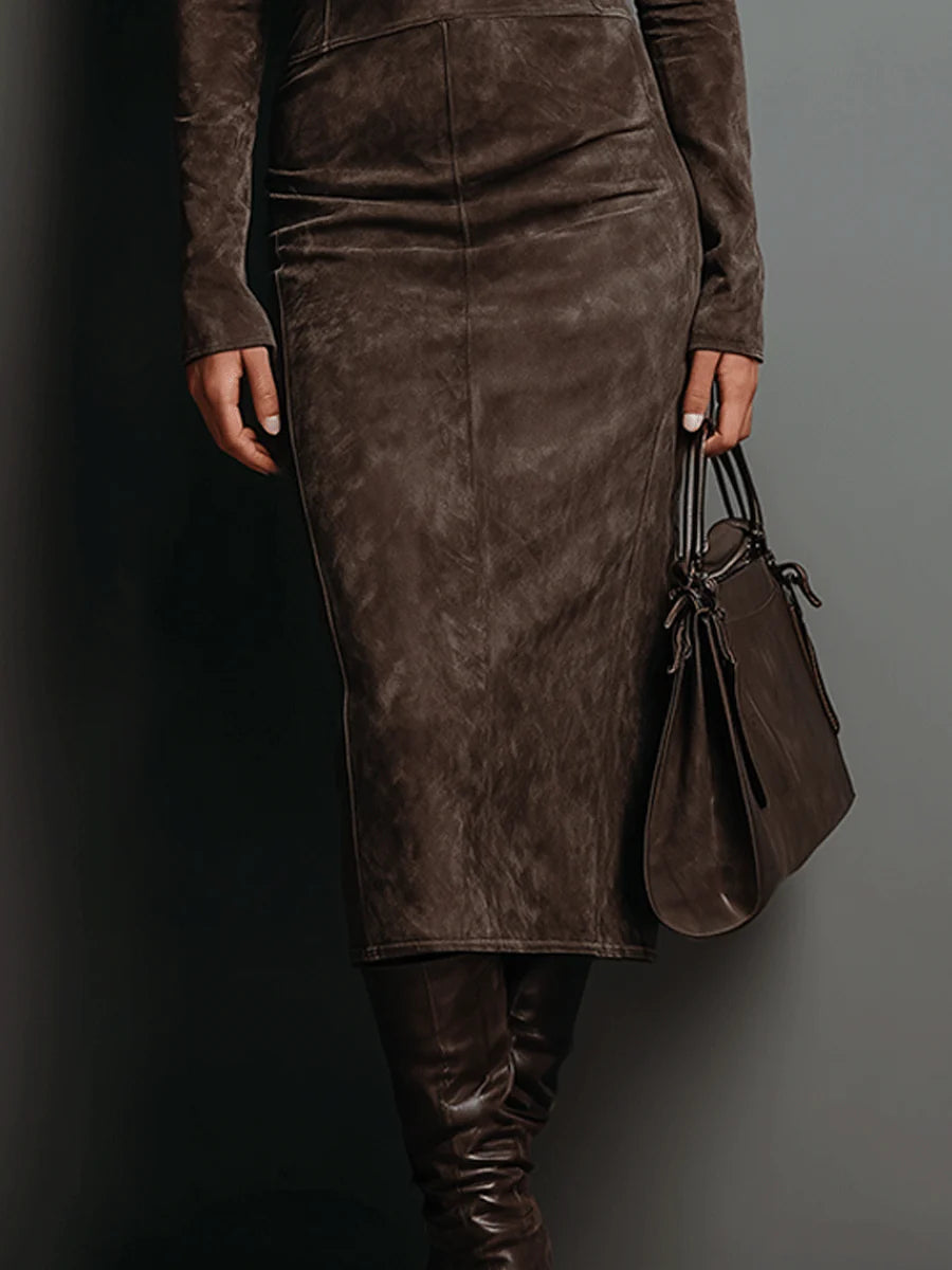 Lorena Long Suede Midi Dress