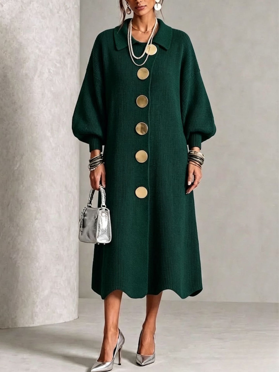 Sienna Long Sleeve Button-Down Knit Dress