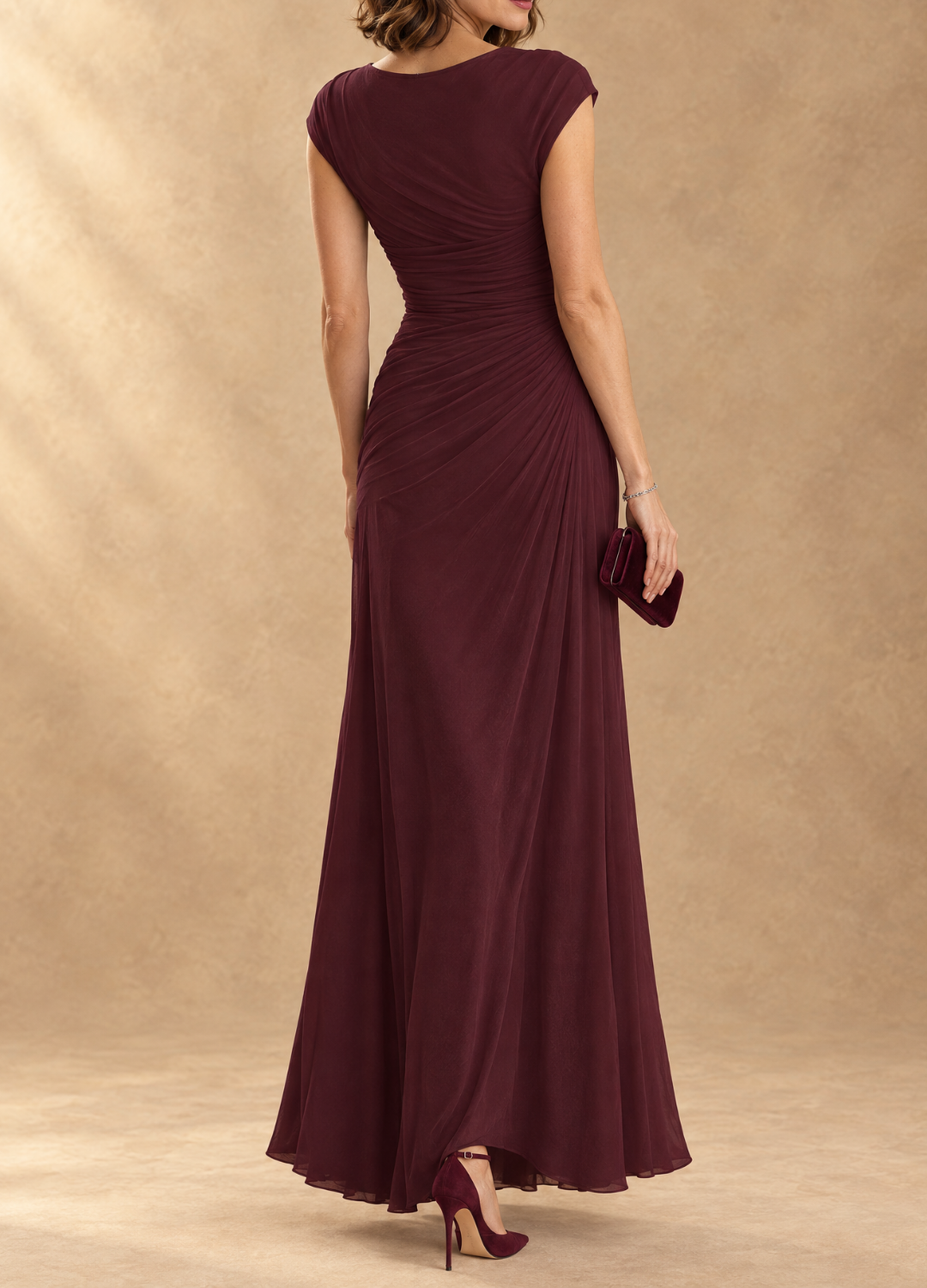 Cynthia Cowl Neck Draped Mesh Maxi Dress
