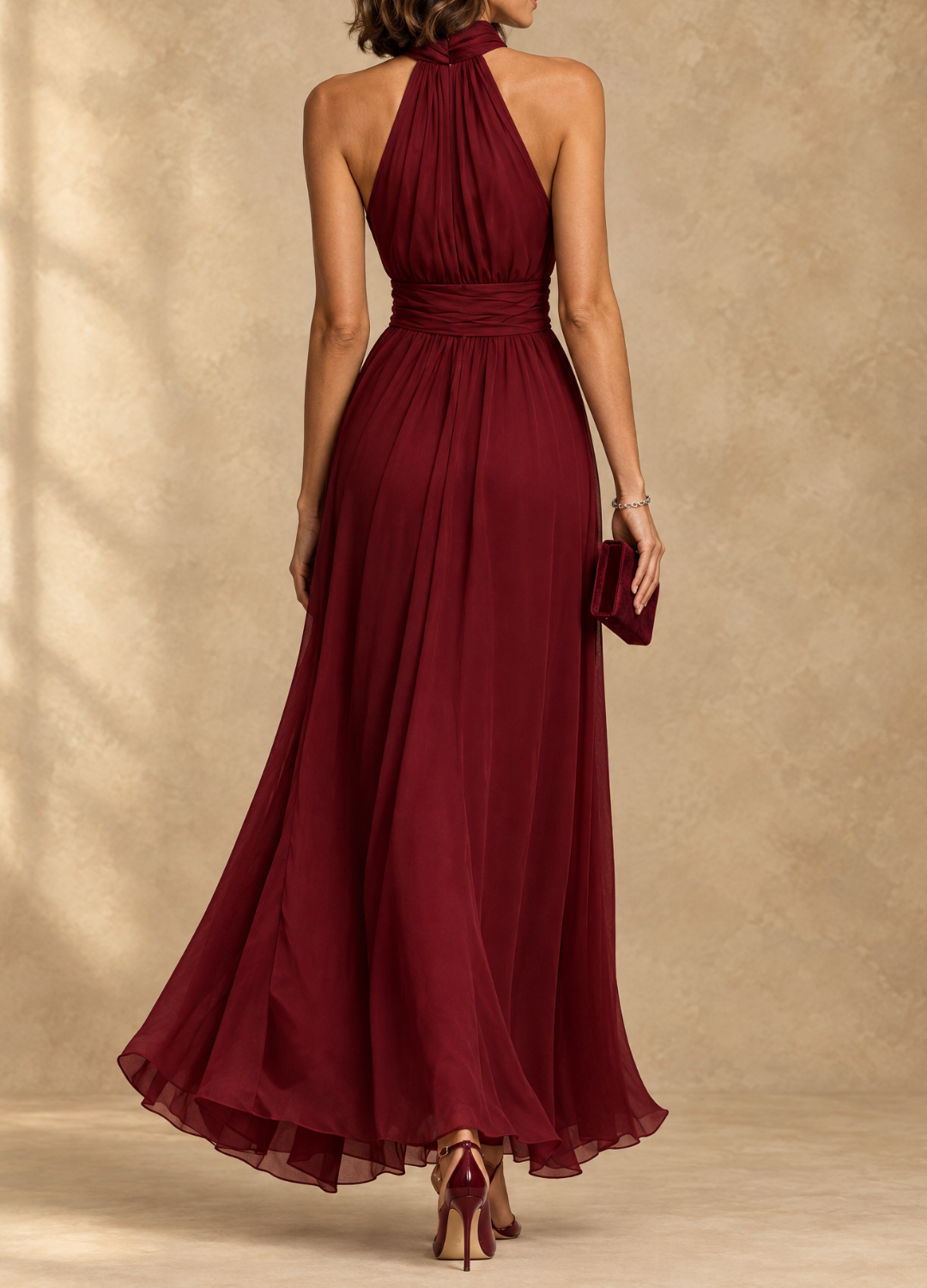 Paula Halter Neck Chiffon Maxi Dress
