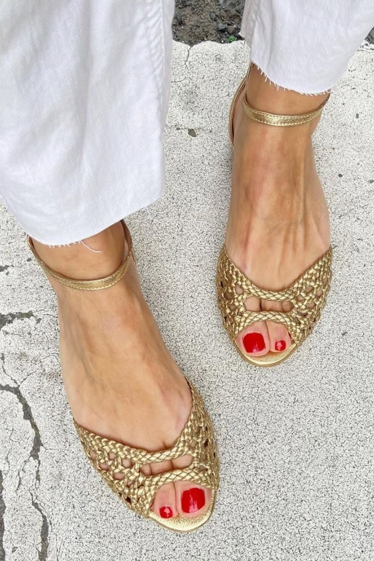 Isadora Woven Gold Sandals