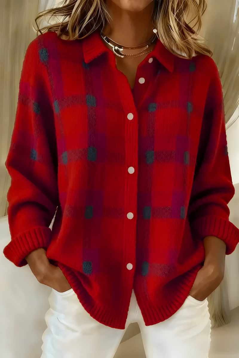 Anna Plaid Knit Cardigan