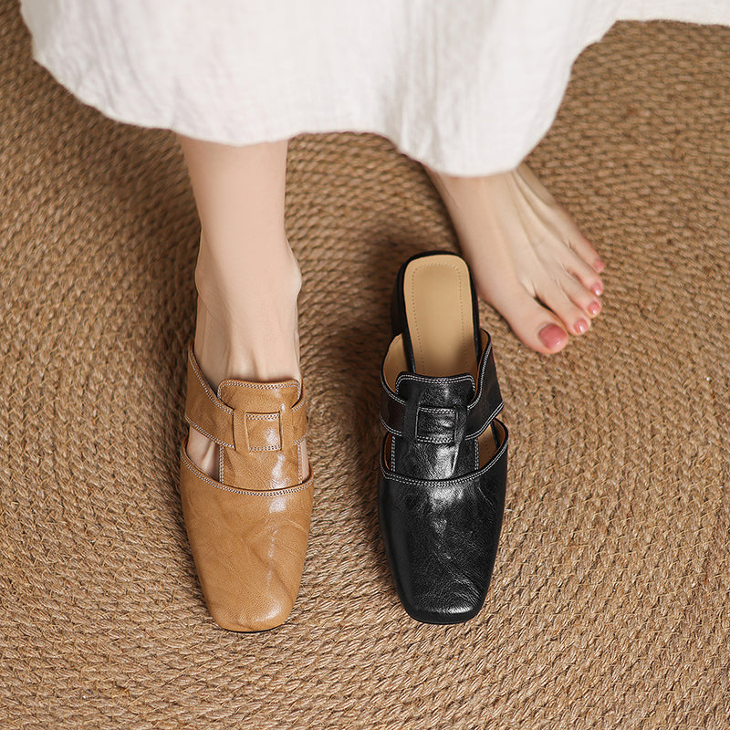 Ivora Genuine Leather Mules