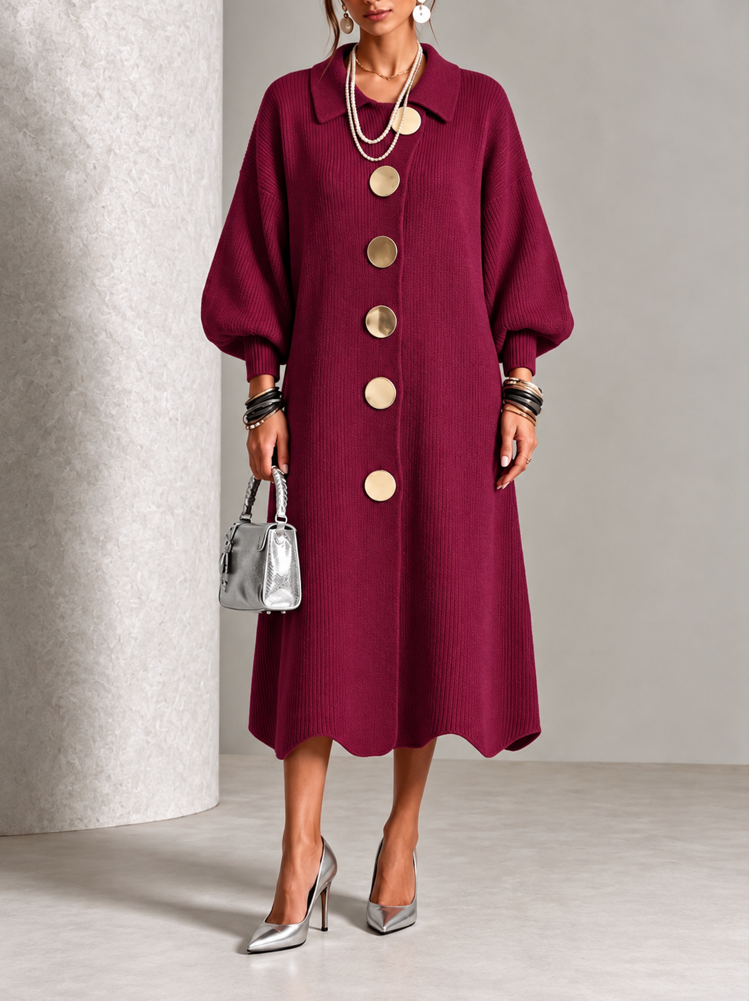 Sienna Long Sleeve Button-Down Knit Dress