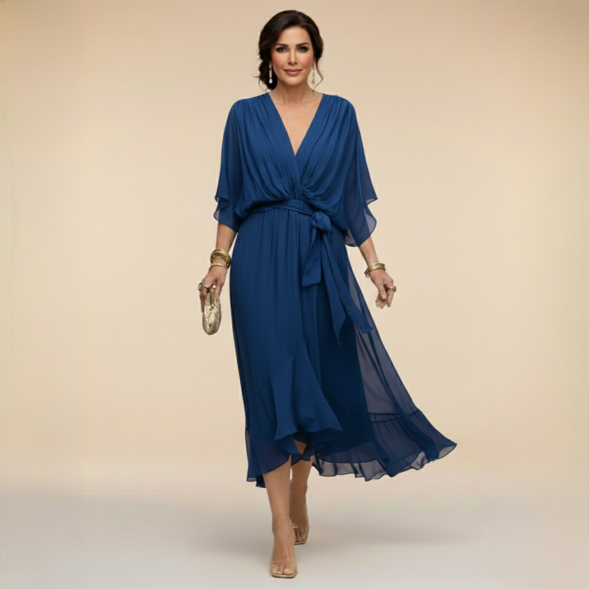Iselle | Monica – V-Neck Flowing Dress