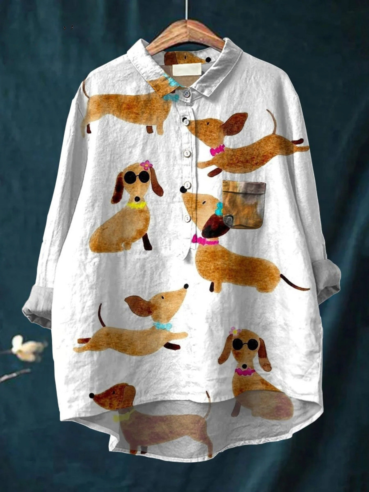 Ava | Cute Dachshund Dog Art Print Casual Shirt