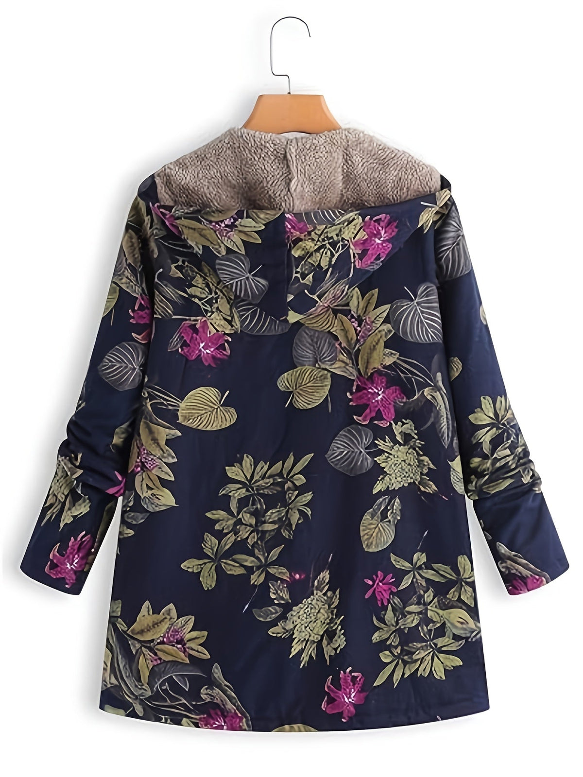Rosalind | Floral Fleece-Lined Hooded Coat