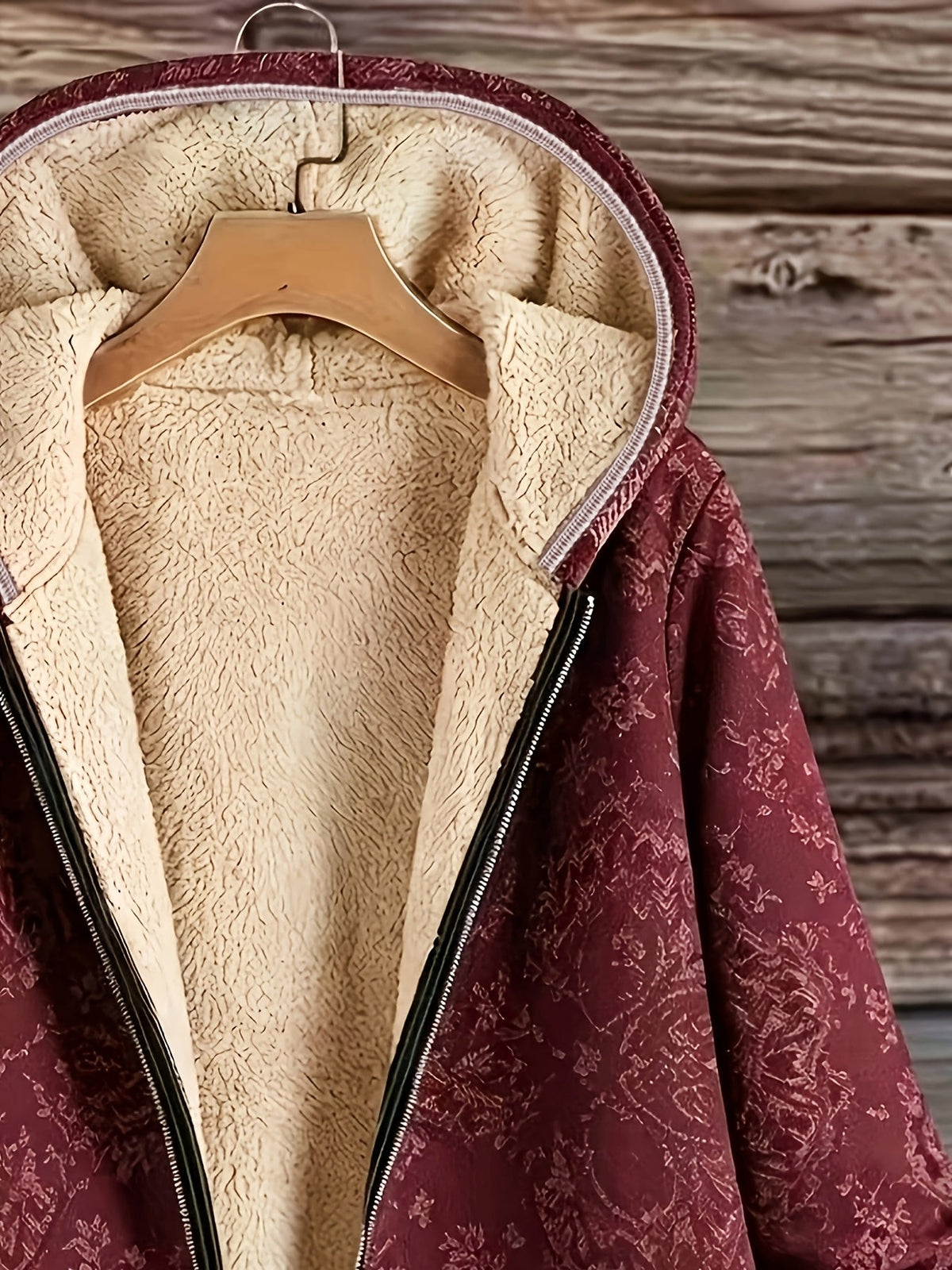 Rosemary| Fleece-Lined Floral Hooded Coat