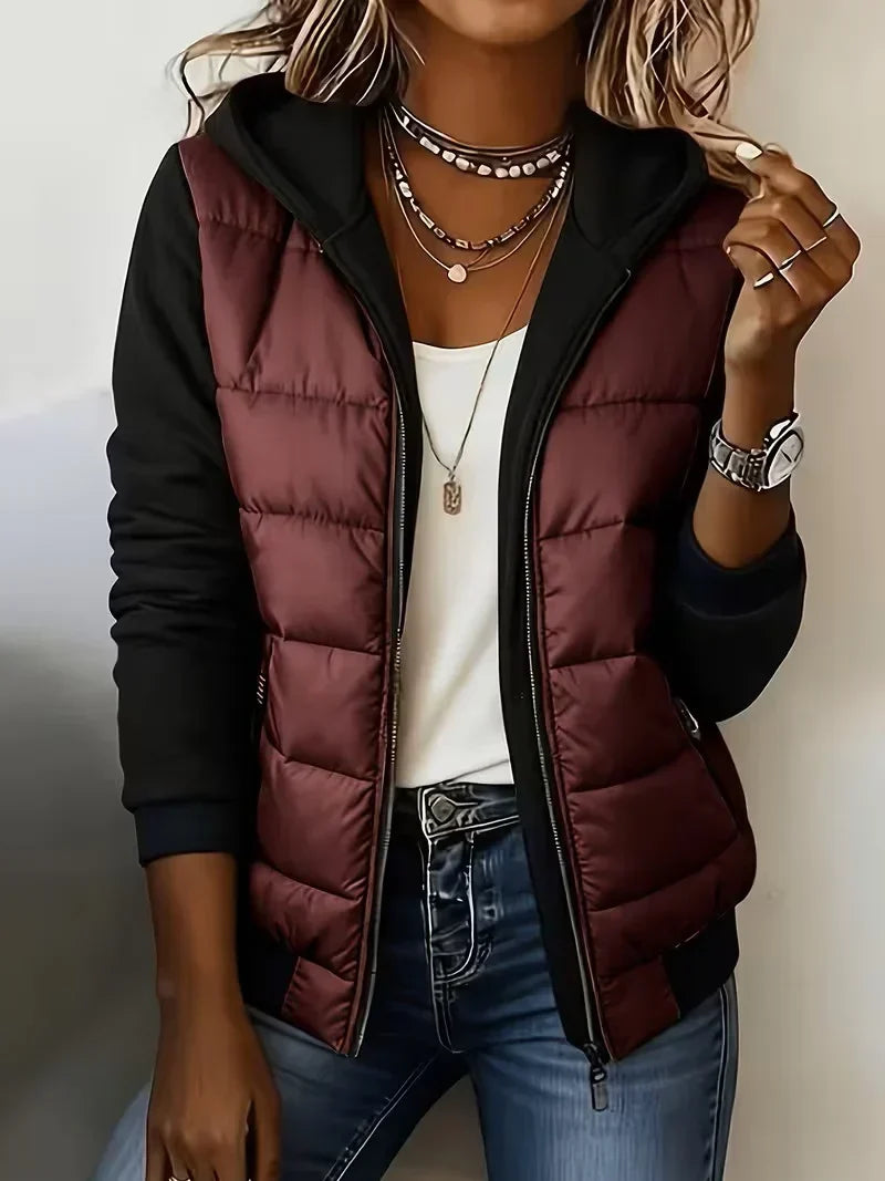 Suzette | Quilted Hooded Color-Block Jacket