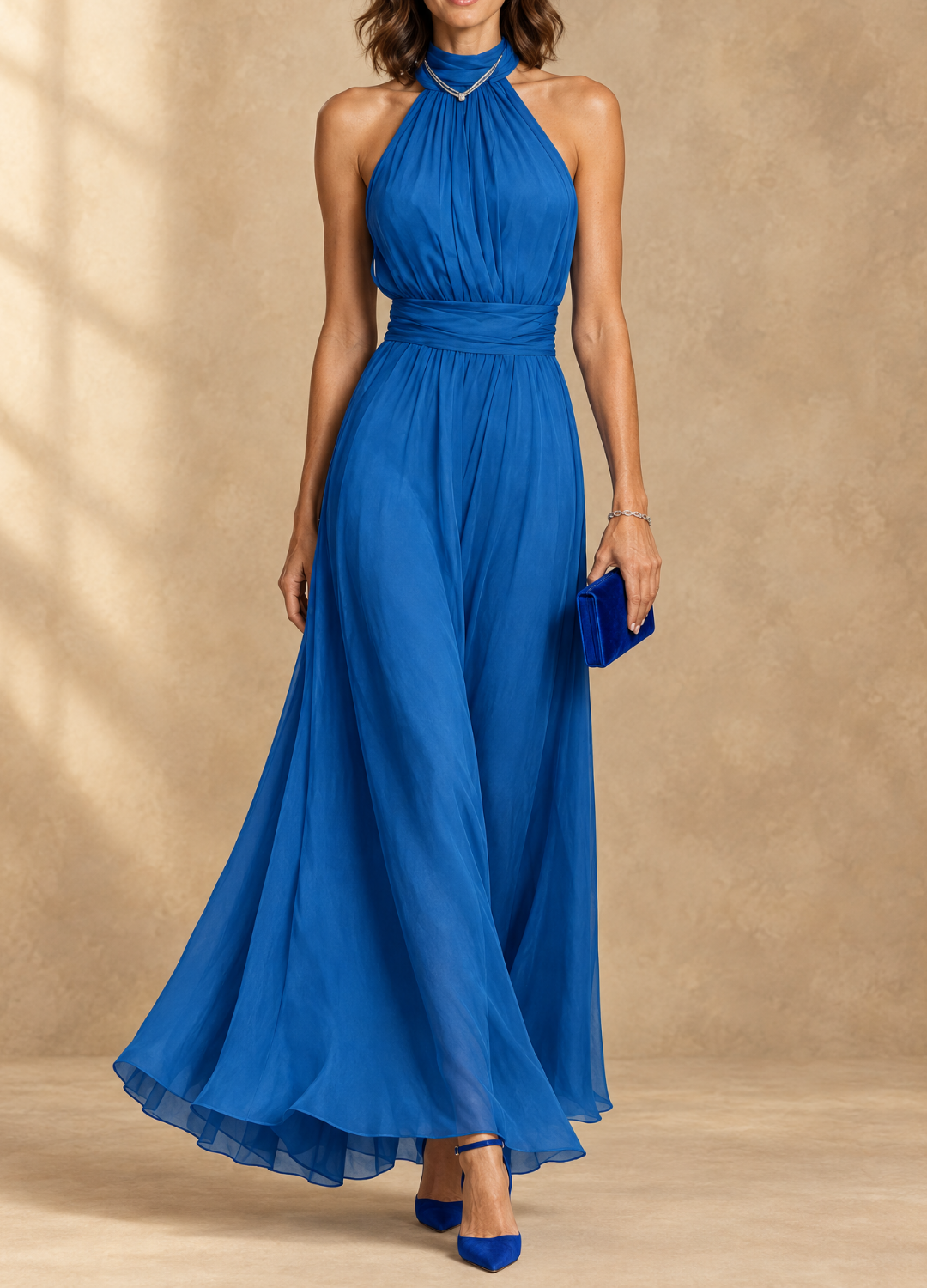 Paula Halter Neck Chiffon Maxi Dress