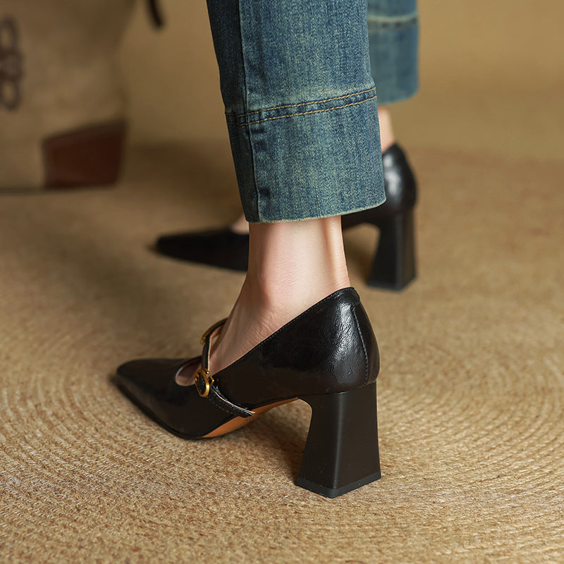 Marleon Leather Strap Pumps