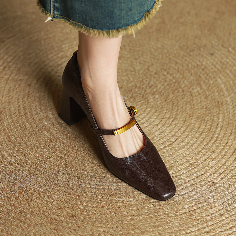 Marleon Leather Strap Pumps