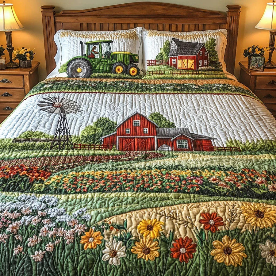 Country Farm 3-Piece Quilted Bedding Set