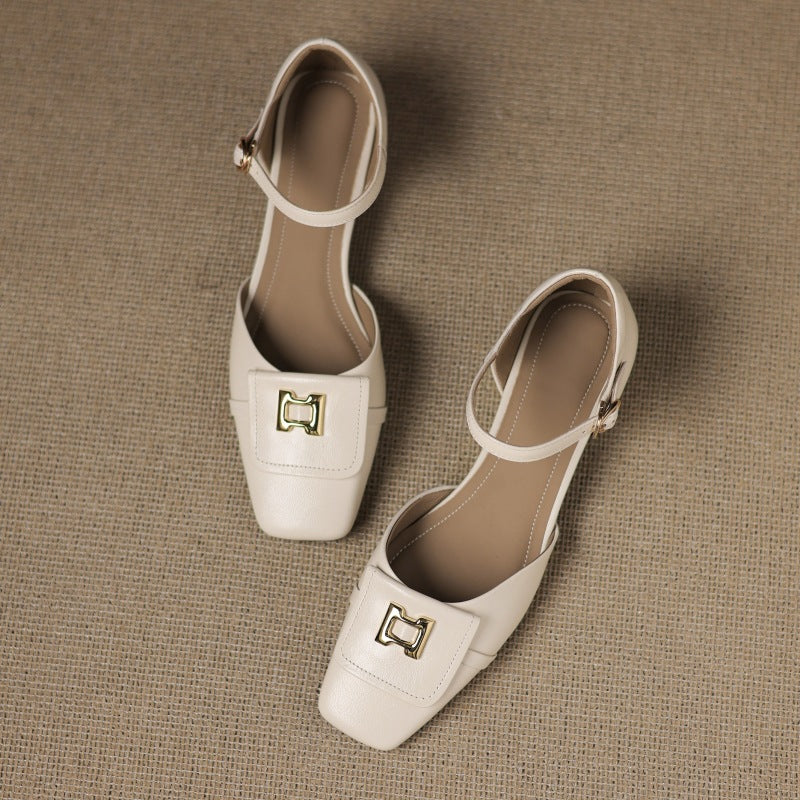 Elvane Buckle Leather Mary-Janes