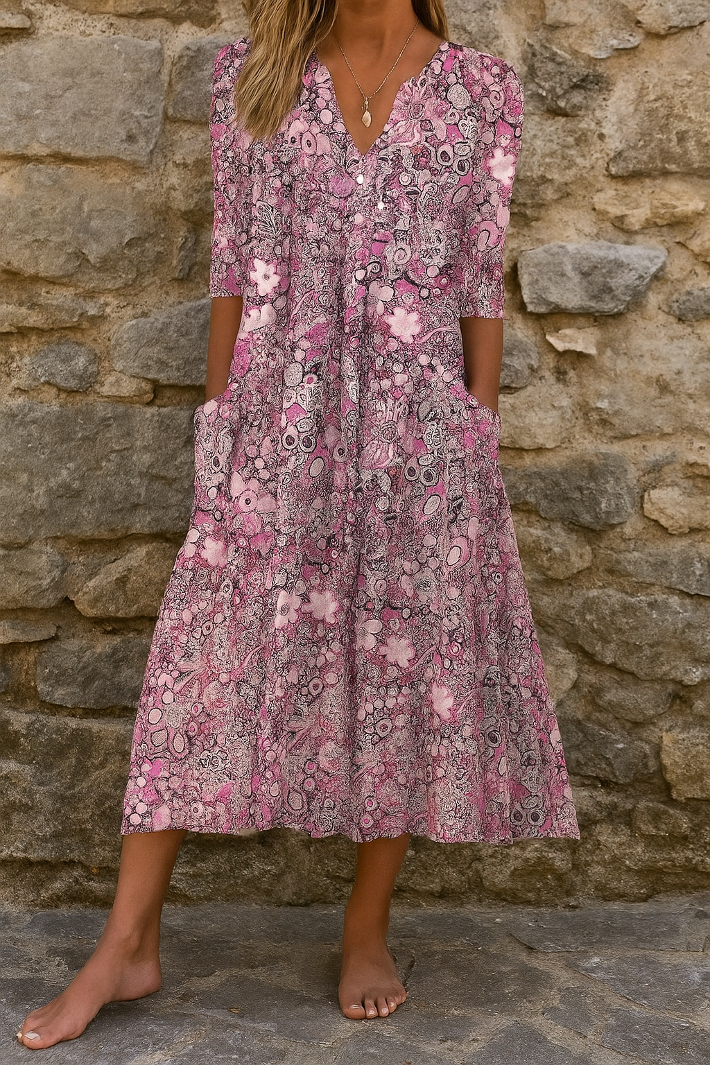 Clara Flowy Printed Midi Dress