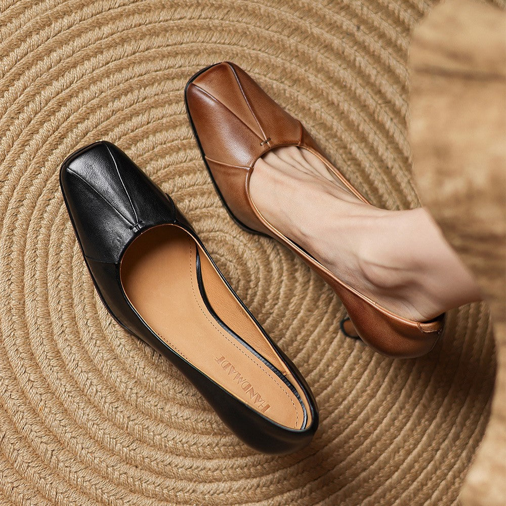 Marisol Leather Square-Toe Pumps