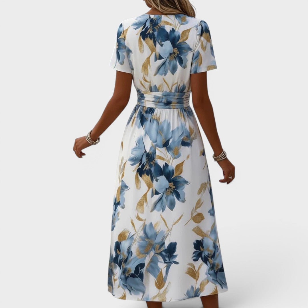 Denise Floral Wrap Waist Midi Dress