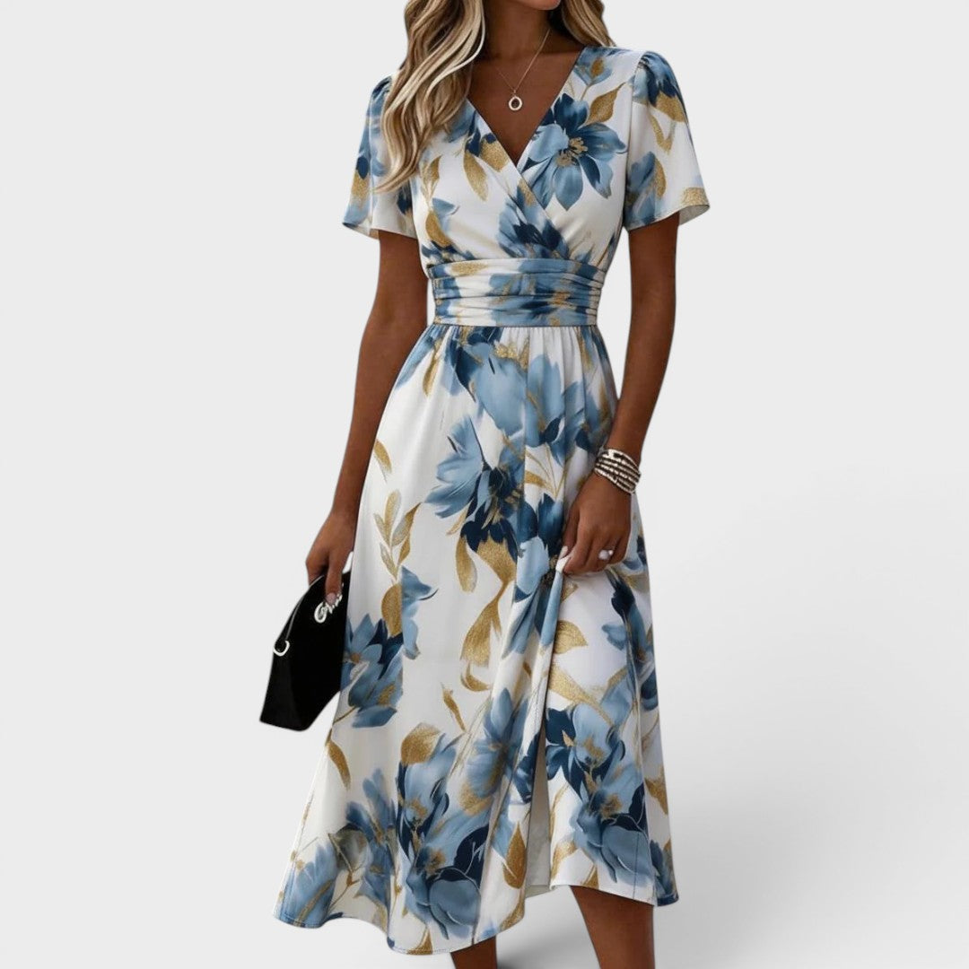 Denise Floral Wrap Waist Midi Dress