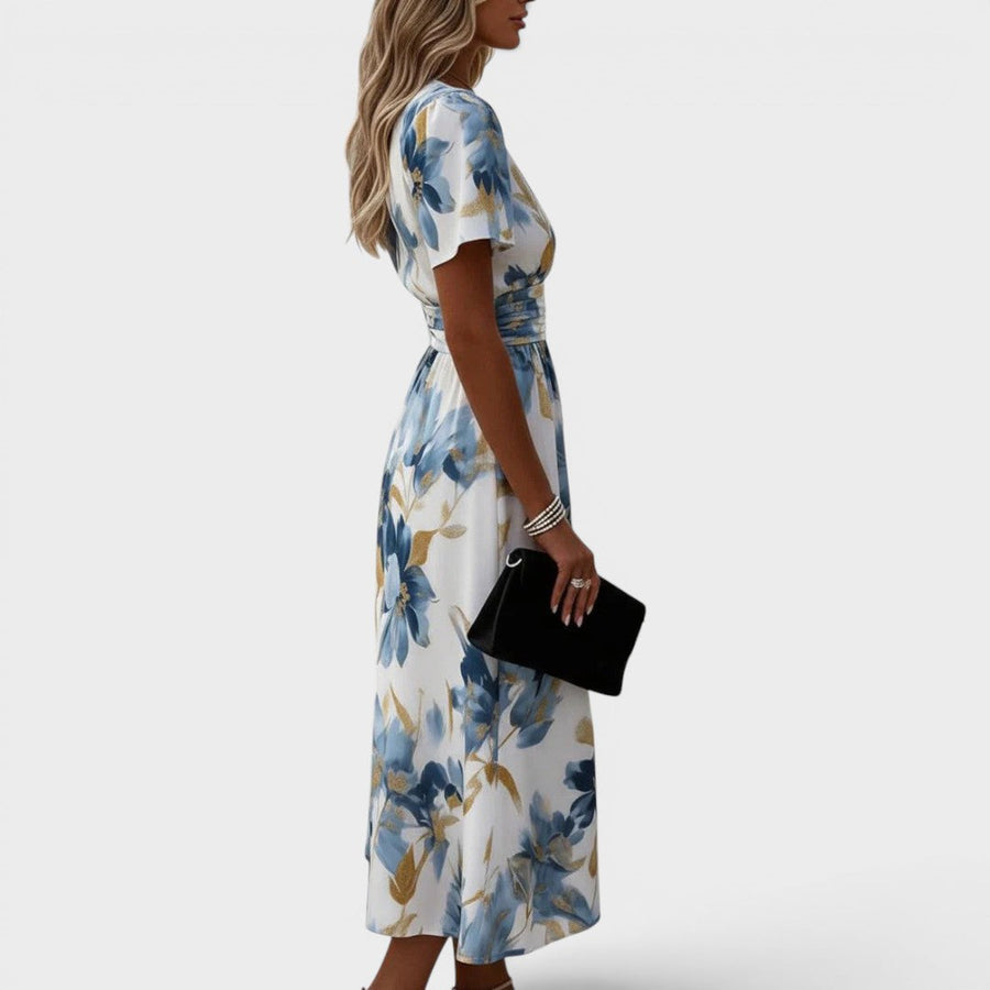 Denise Floral Wrap Waist Midi Dress