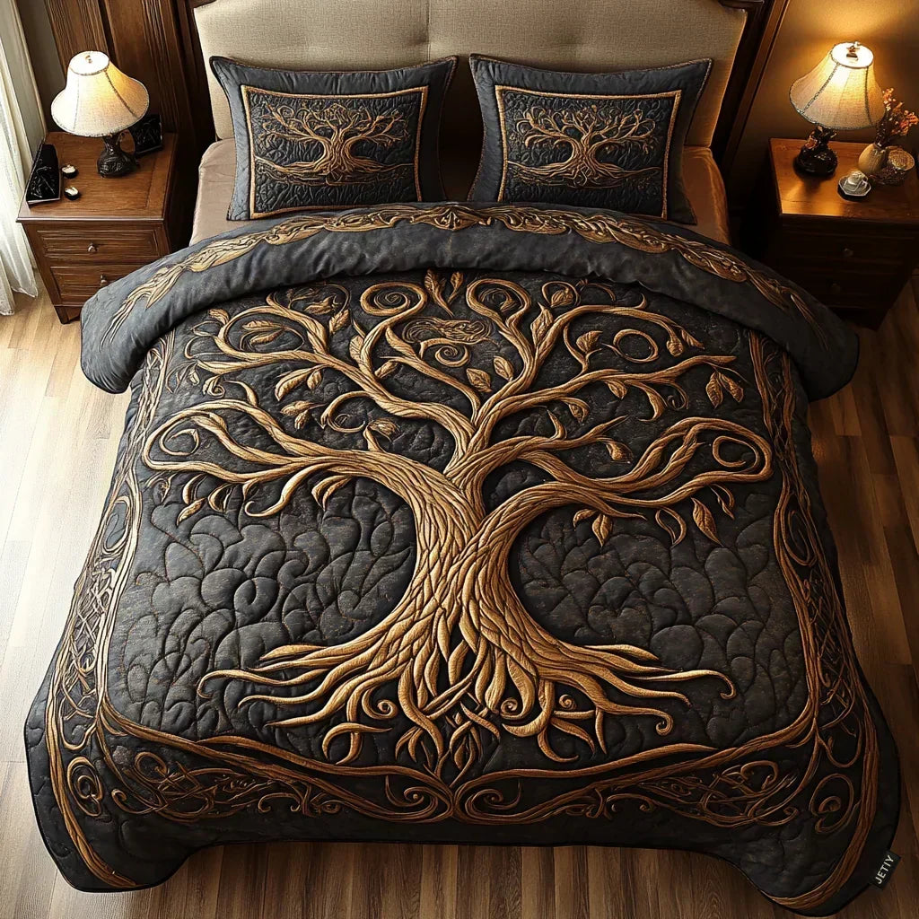 Tree of Life 3-Piece Quilted Bedding Set
