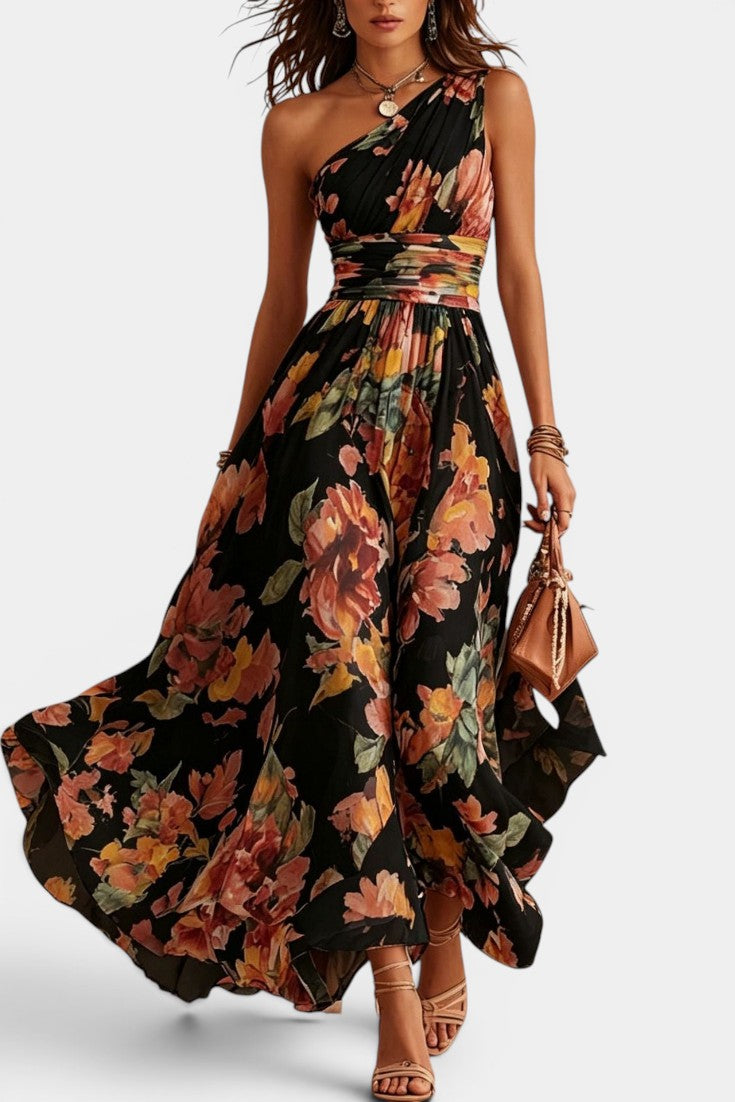 Iselle | Michelle One-Shoulder Floral Maxi Dress