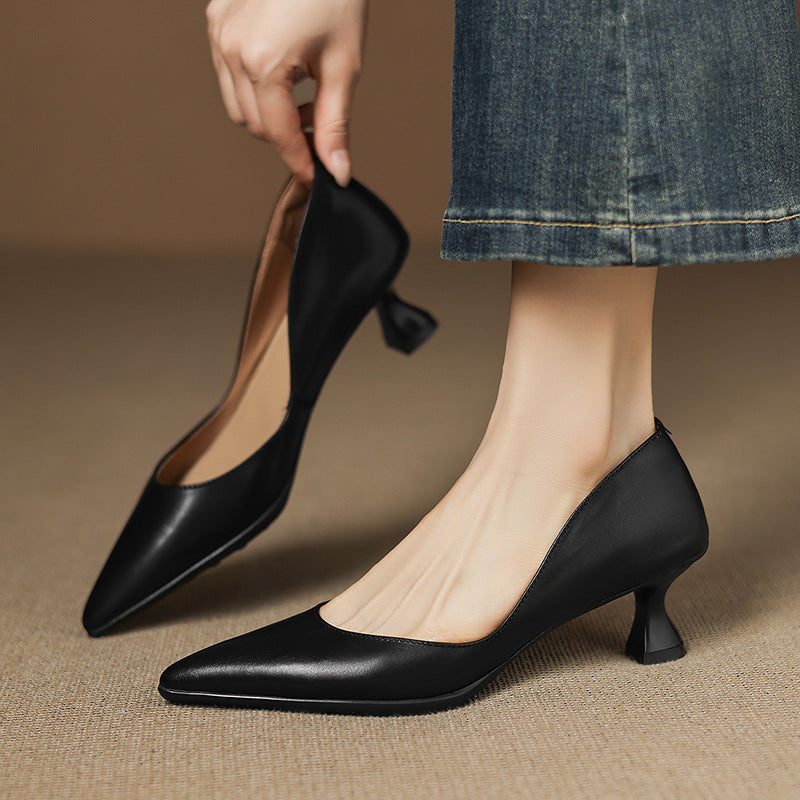 Calenne Leather Kitten Heels