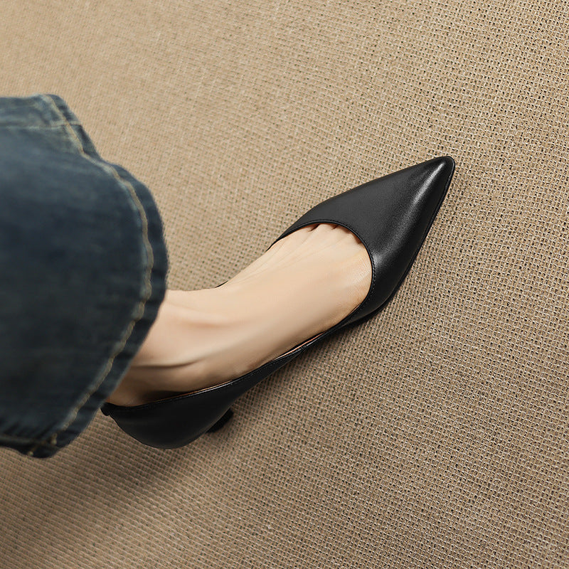 Calenne Leather Kitten Heels