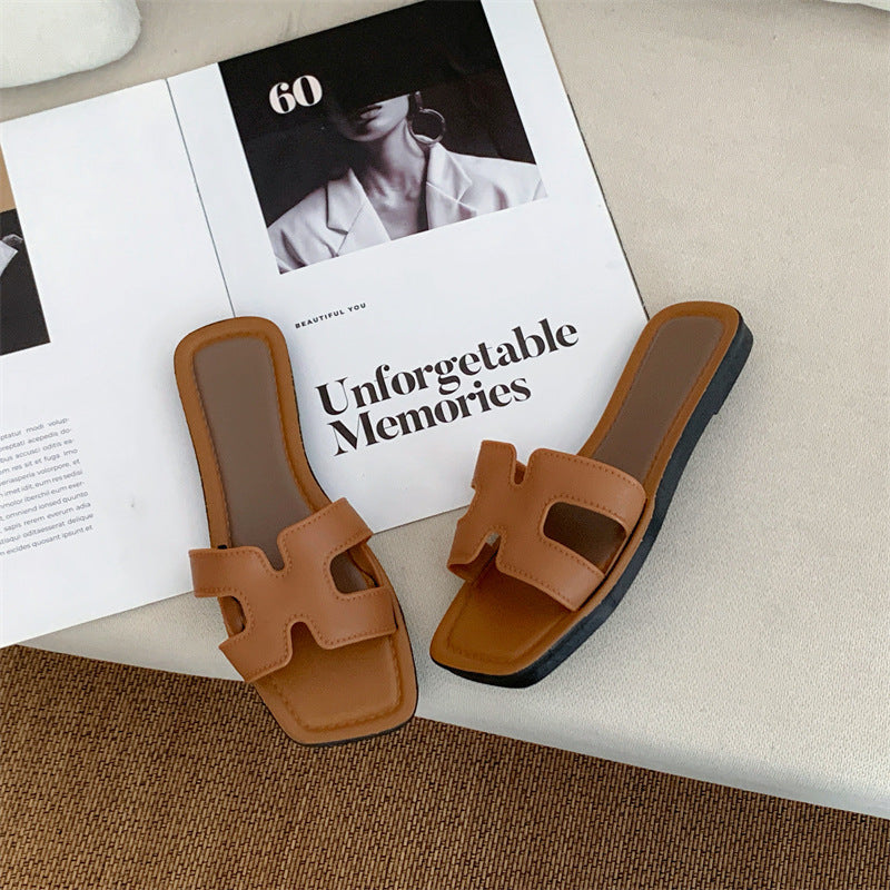 Runa Cross-Strap Flat Slippers