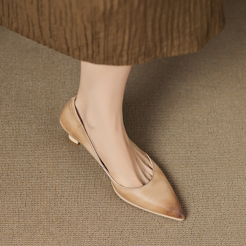 Calenne Leather Kitten Heels