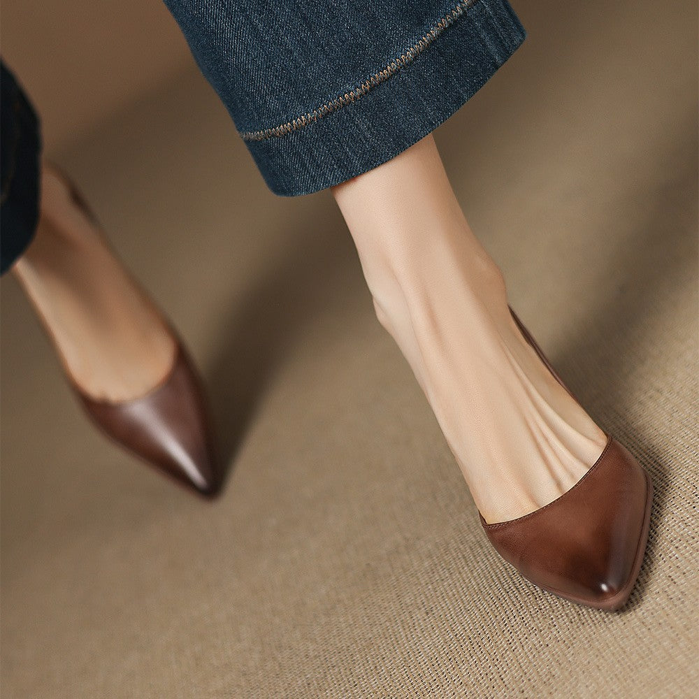 Calenne Leather Kitten Heels