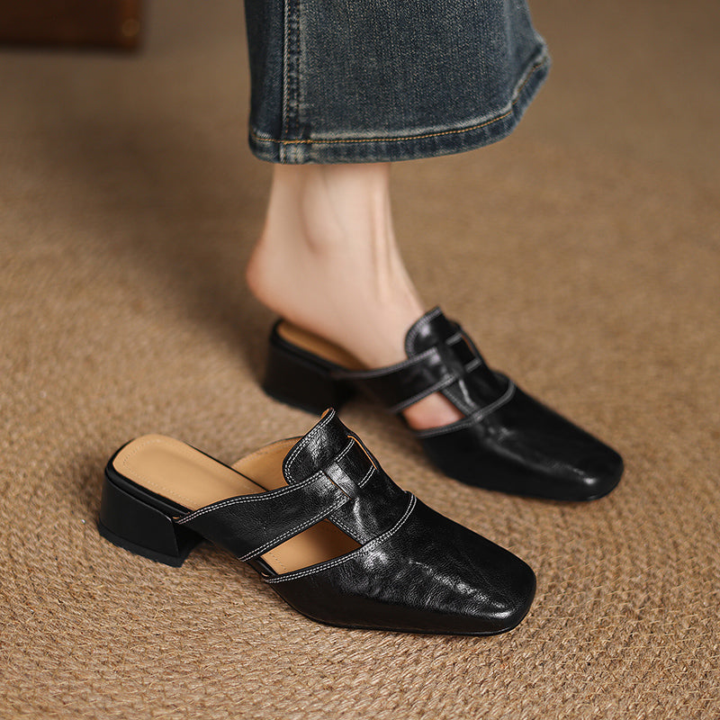 Ivora Genuine Leather Mules