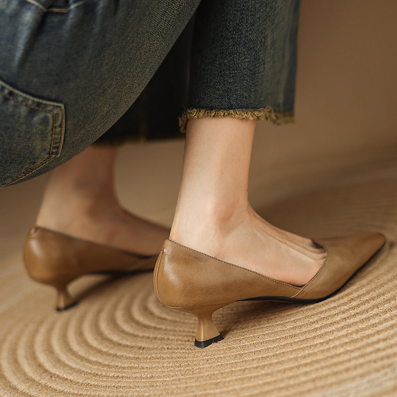 Ceyra Leather Kitten Heels