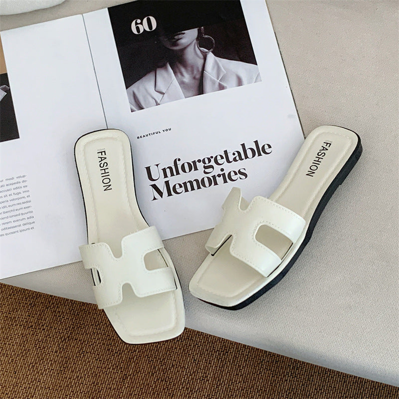 Runa Cross-Strap Flat Slippers