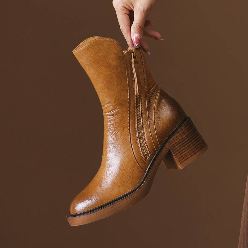 Grazia Stacked Heel Ankle Boots