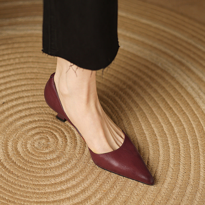 Ceyra Leather Kitten Heels