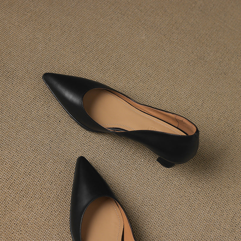 Calenne Leather Kitten Heels