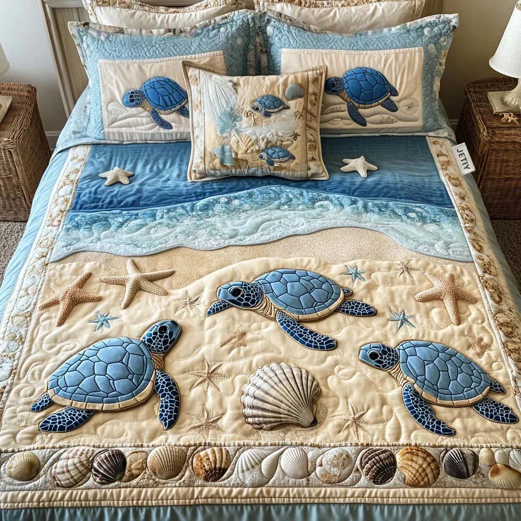 Sea Turtles 3-Piece Quilted Bedding Set