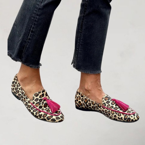 Sophie Leopard Print Tassel Loafers