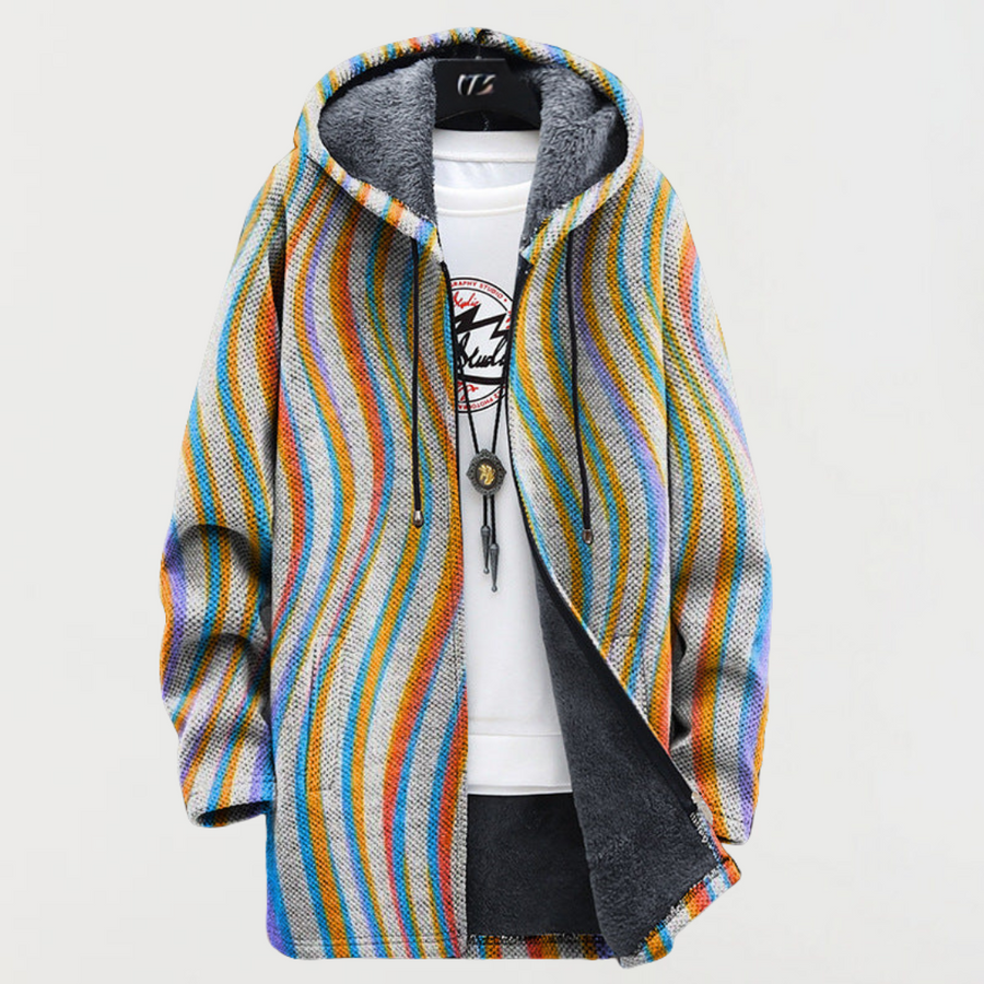 Violet | Women's Hooded Wavy-Stripe Coat