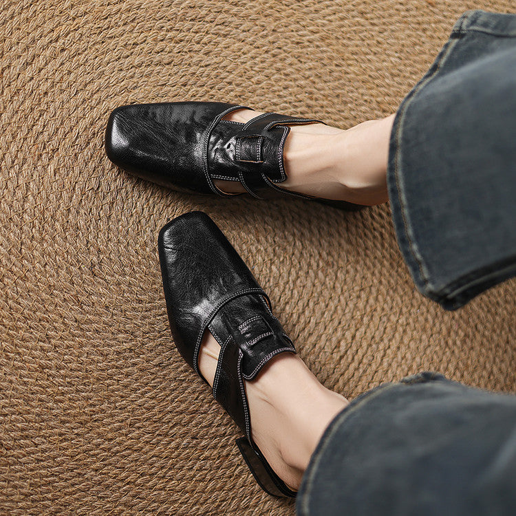 Ivora Genuine Leather Mules