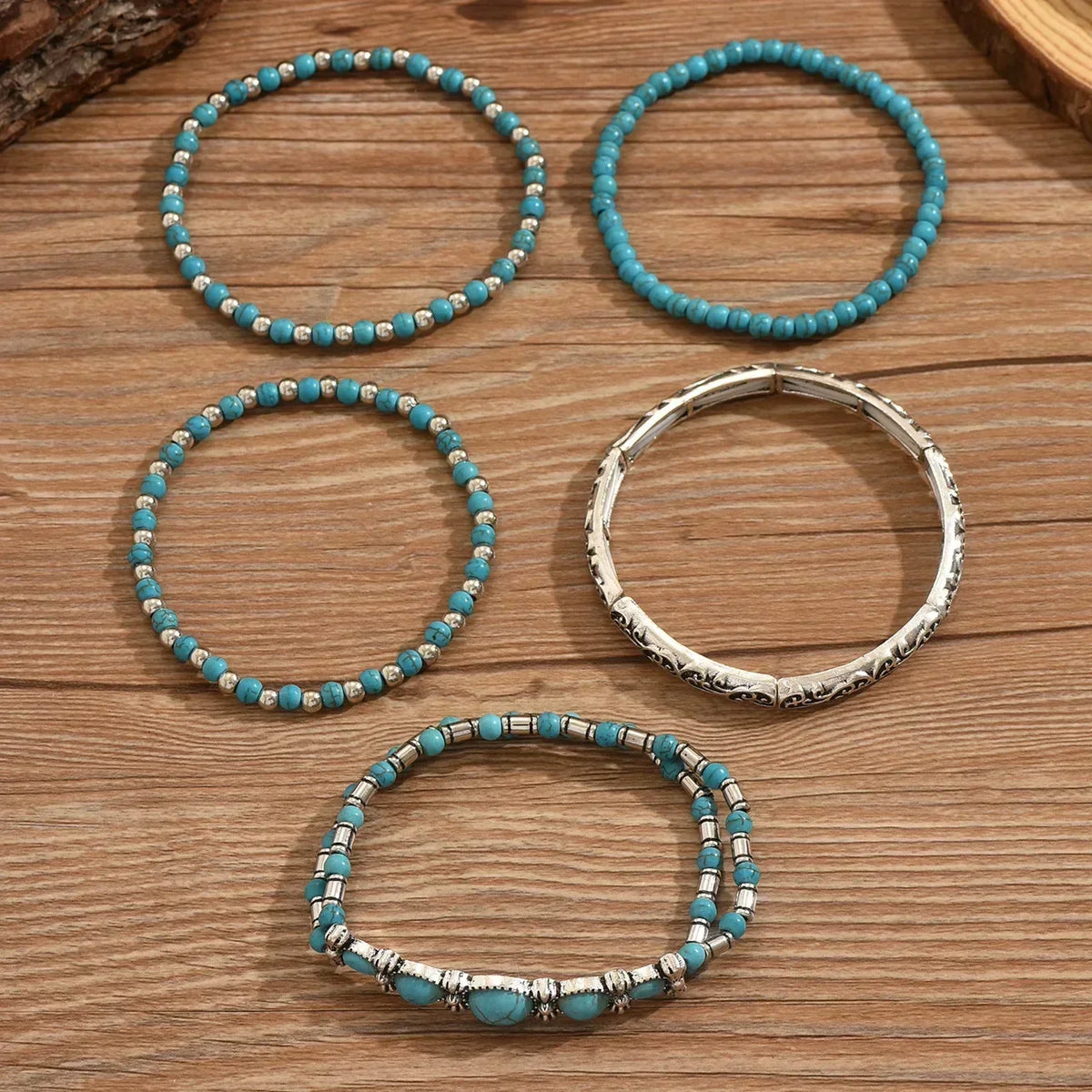 Boho Turquoise Beaded Bracelet Set